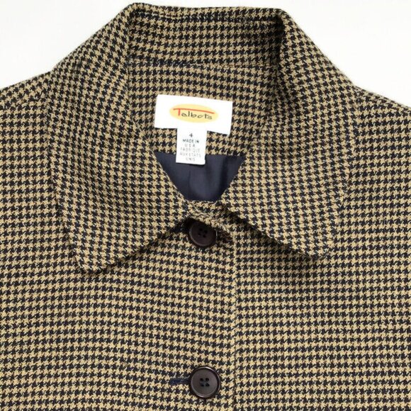 Talbots Vintage Houndstooth Blazer Jacket Womens Size 4 Brown Worsted Wool USA - Picture 3 of 11
